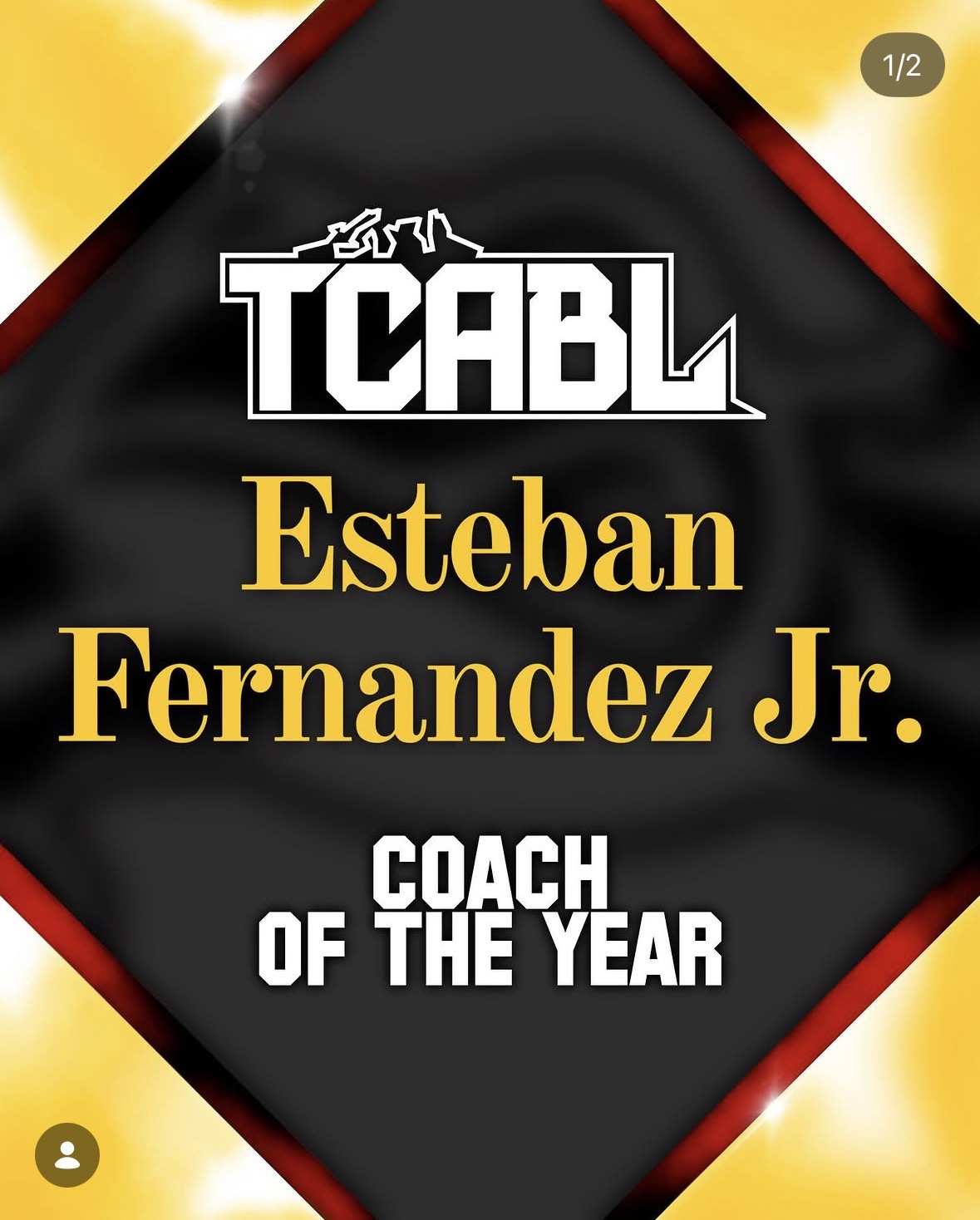 2025 TCABL Coach of the Year award graphic for Esteban Fernandez Jr.